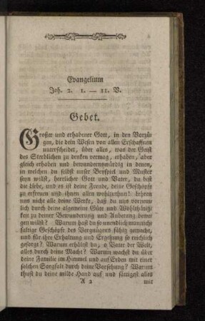 Evangelium Joh. 2.1-11. V. Gebet.