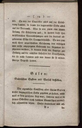 Galen: Galenisches System und Verfall desselben.