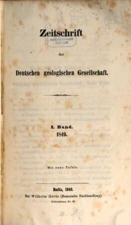Zeitschrift der Deutschen Geologischen Gesellschaft. 1. 1849