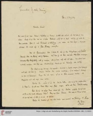 Korrespondenz Friedrich Lücke / Carl Ullmann: Brief von Friedrich Lücke an Carl Ullmann