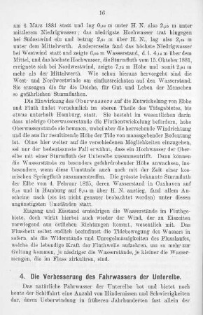 4. Die Verbesserung des Fahrwassers der Unterelbe.