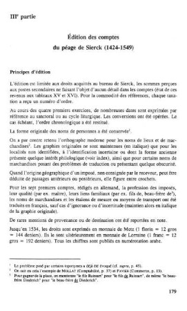 IIIe partie: Édition des comptes du péage de Sierck (1424-1549)