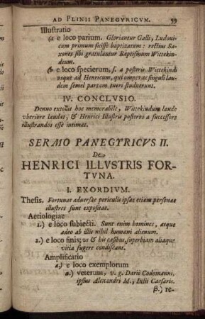 Sermo Panegyricus II. De Henrici Illustris Fortuna