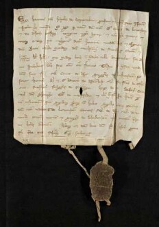 Hartmann Hupolz von Poppenweiler verkauft durch die Hand und mit Bewilligung seines Herrn Grafen Gottfrieds von Löwenstein (Levenstain) an Judinta, die Witwe Wolframs zu Rems (Remse), 90 Jauchert Acker, 3 Jauchert Wiesen und eine Hofreite im Dorf Poppenweiler, durchaus freien und nicht mit Diensten beschwerten Besitz, um 186 lb. Hlr.