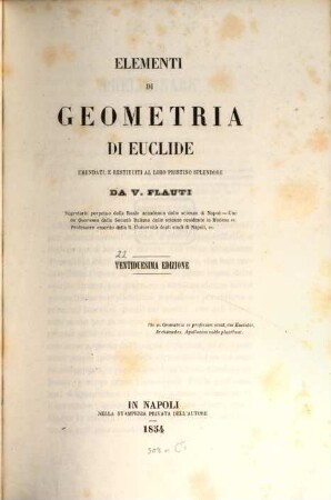 Corso di Geometria elementare, e sublime, 1. Elementi di Geometria di Euclide