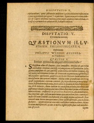 Disputatio V. Respondente Philippo Webero
