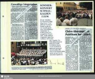 Gemeinsames Konzert der "Bergfreunde " Schmalkalden und des Bergsteigerchores im Kirchhof Schmalkalden : Dirigent: Werner Matschke und Walter Schellenberg