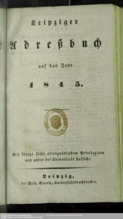 1845: Leipziger Adreß-Buch