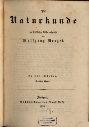 Die Naturkunde : im christlichen Geiste aufgefaßt ; in drei Bänden, 3