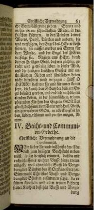 IV. Beicht- und Communion-Gebethe.