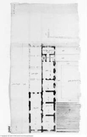 Rom, Vatikan, Cortile del Belvedere, Grundriss des letzten Obergeschosses des Westflügels