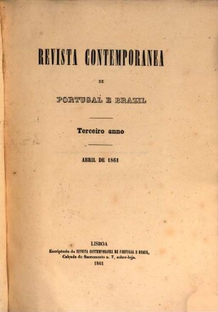 Revista contemporânea de Portugal e Brasil : publicacão mensal. 3. 1861