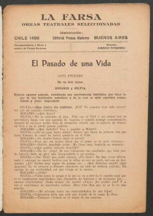 El pasado de una vida : comedia en tres actos