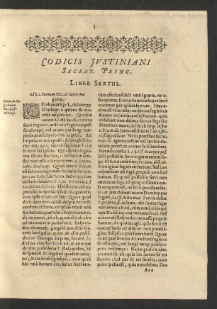 Codicis Justiniani Sacrat. Princ. Liber Sextus.
