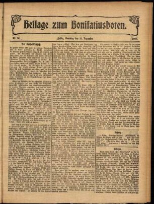 Zweite Ausgabe vom Sonntag, den 19. Dezember 1909.