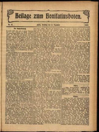 Zweite Ausgabe vom Sonntag, den 19. Dezember 1909.