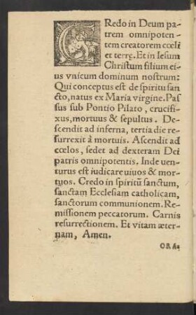 Credo in Deum patrem omnipotentem creatorem coeli et terrae ...