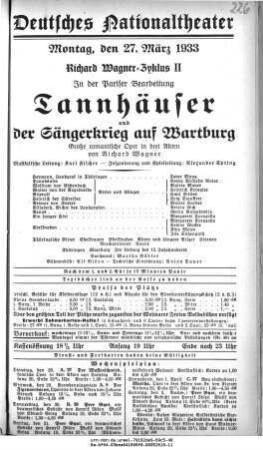 Tannhäuser und Der Sängerkrieg auf Wartburg
