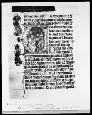Missale des Petrus Crüger — Initiale E (cce advenit), darin eine Anbetung der Könige, Folio 55verso