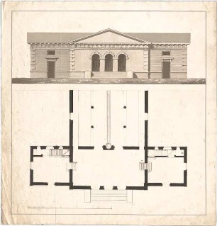 Voit, Johann Michael; Entwurf für eine Markthalle - Grundriss, Ansicht