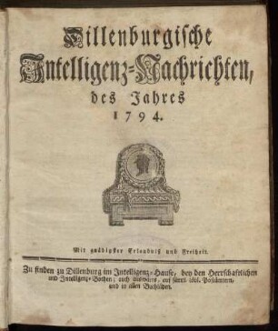 1794: Dillenburgische Intelligenz-Nachrichten, des Jahres 1794
