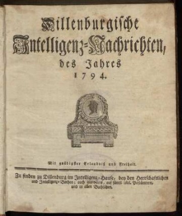 1794: Dillenburgische Intelligenz-Nachrichten, des Jahres 1794