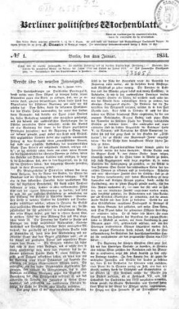 No 1, 4. Januar 1834