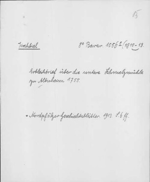 Alter Realkatalog (1501-1952), Teil Bayern, Albisheim-Albsheim. Albisheim-Albsheim - BSB Cbm Cat. 805(1 b Albisheim-Albsheim