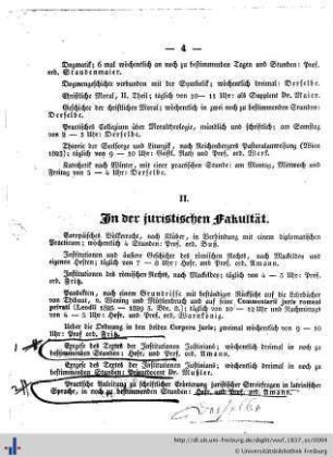 II. In der juristischen Fakultät.