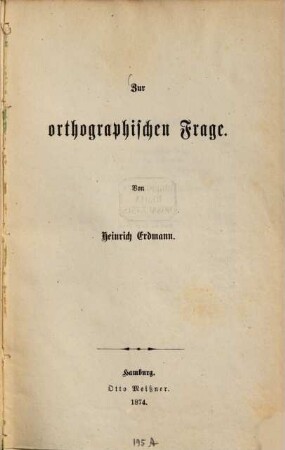 Zur orthographischen Frage