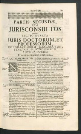 Sectio Quarta Iuris Doctorum, Et Professorum, Consiliarorum Caesareorum, Senatorum, Syndicorum, Advocatorum ...