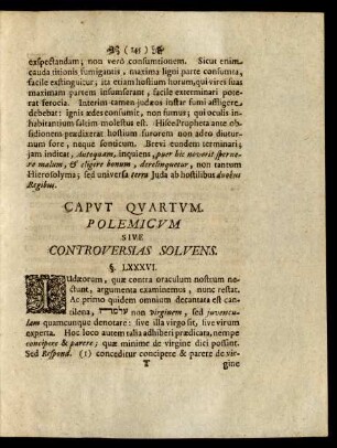 Caput Quartum. Polemicum Sive Controversias Solvens