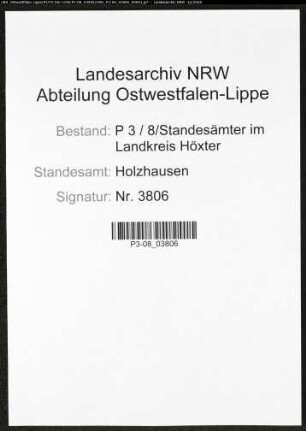 Sterberegister Standesamt Holzhausen