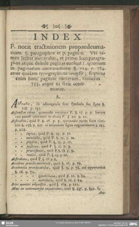 Index. P. notat tractationem propaedeumaticam