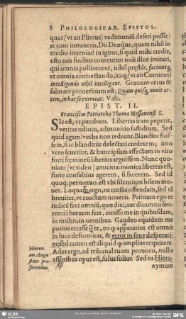 Epist. II. Franciscus Petrarcha Thomae Messanensi S.