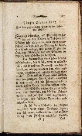 Fünfte Eintheilung. Von den gegenseitigen Pflichten der Lehrer und Schüler.