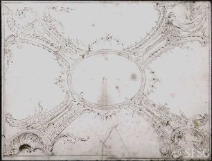 Berlin, Schloss Charlottenburg, Neuer Flügel, Schreibkammer, R. 355, Skizze der Decke, Restaurierungsaufnahme.