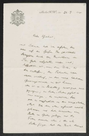 Brief von Otto Brahm an Gerhart Hauptmann