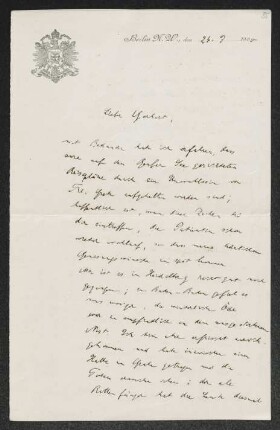 Brief von Otto Brahm an Gerhart Hauptmann