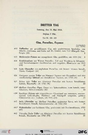 Glas, Porzellan, Fayence (Nr. 432-490)