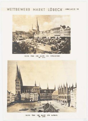 Markt, Lübeck: 2 Ansichten Richtung Petrikirche und Richtung Rathaus