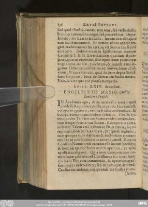 Epist. XXIV. Bruxellam. Engelberto Masio, Consilii Sanctioris Praesidi.