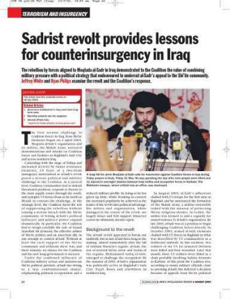 Sadrist revolt provides lessons for counterinsurgency in Iraq