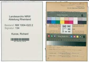 Entnazifizierung Richard Kunze , geb. 15.10.1902 (Arbeiter)