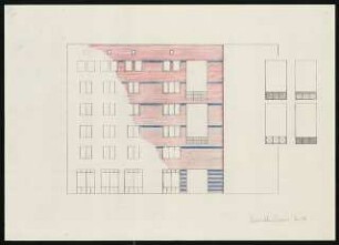 Rundhofhaus Wilhelmstraße, Berlin-Kreuzberg: Ansicht der Fassade Wilhelmstraße