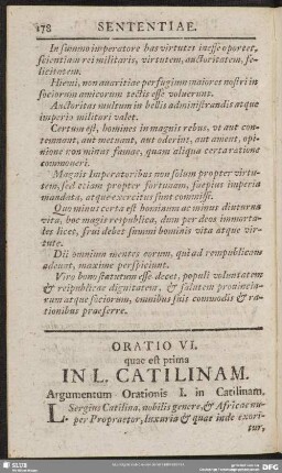 Oratio VI. quae est prima In L. Catilinam