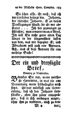 Der ein und dreyßigste Brief [-] Der sieben und dreyßigste Brief