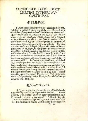 Confitendi Ratio Doctoris Martini Lvtheri Avgvstiniani Vvittenbergensis.