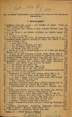 Antiquarischer Katalog, 111. Classische Philologie ; 1