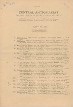 Nr. 599: Kulturgeschichte
